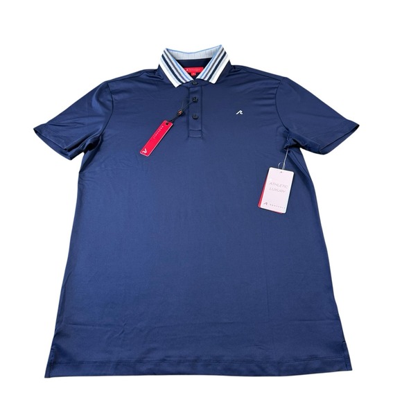 Redvanly Midnight Navy Purple Tipped Performance Golf Polo Size Small NWT - Picture 2 of 7